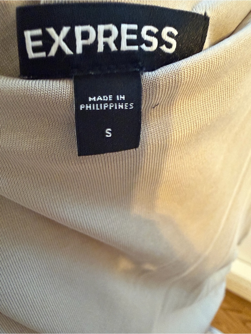 Express Light Beige Ruched Side-Tie Midi Skirt - Picture 6 of 9